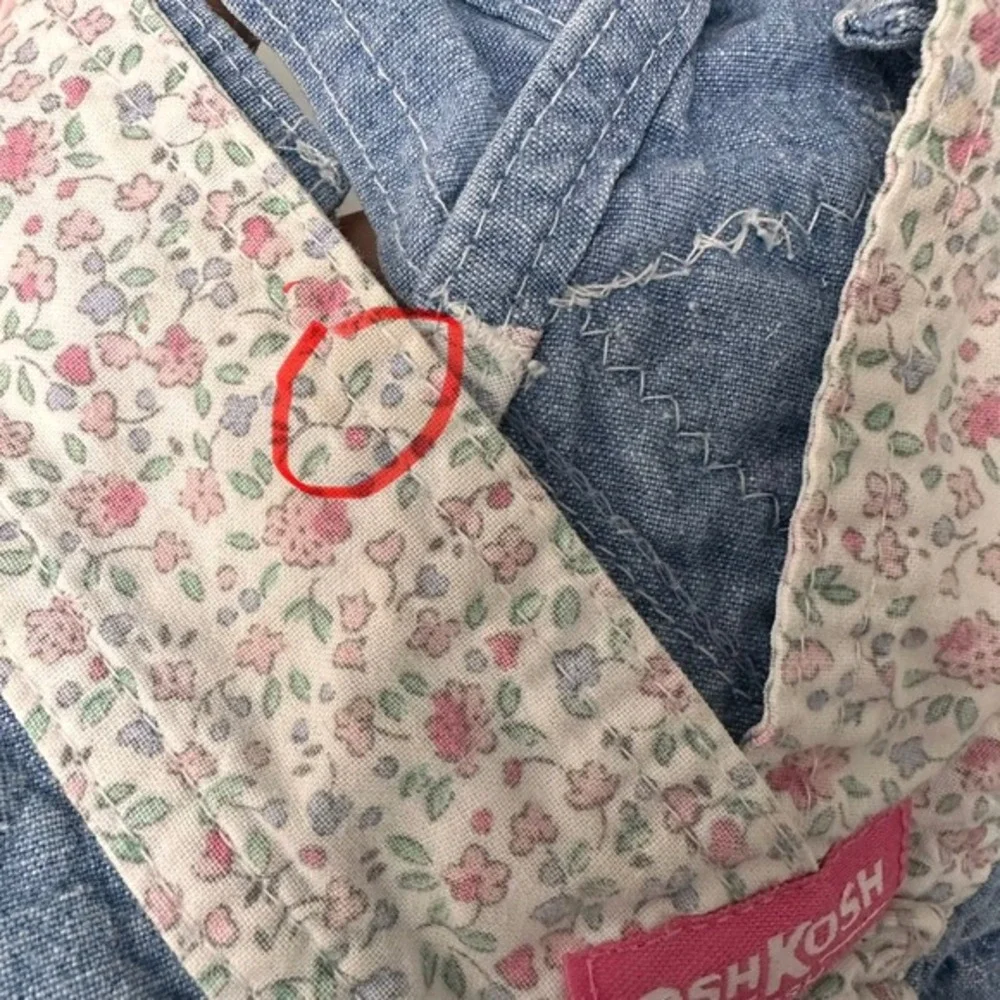 OshKosh B'gosh Overalls Girls 18M Blue Floral Vestbak Vintage Denim Bow Pink‎